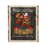 Personalized Gift Plaid Tartan Blanket Clan Carruthers With Moose Lover Xmas Gift Santa Riding Christmas Fleece Blanket