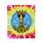 Scotstee Shop - Scotstee Shop Blanket Giraffe Hippie Smoking Weed Pink Rainbow Tie Dye Spiral Hippie Rainbow Fleece Blanket