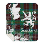 Sherpa Blanket - Tartan Blanket Thistle and Lion Scottish Clan Chisholm Hunting Ancient Plaid Blanket, plaid sherpa blanket queen,purple sherpa blanket,queen sherpa blanket,queen size sherpa blanket,red sherpa blanket,scottish tartan blankets,sherpa blanket,sherpa christmas blanket