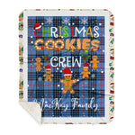 Personalized Gift Tartan Plaid Blanket Clan MacKay Blue With Christmas Cookie Baking Crew Christmas Gift Sherpa Blanket, tartan sherpa blanket,buffalo plaid sherpa blanket,christmas sherpa blanket,Christmas Throw Blanket,green plaid sherpa blanket,green sherpa blanket