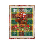 Personalized Gift Plaid Tartan Blanket Clan Buchanan Old Set With Moose Lover Xmas Gift Santa Riding Christmas Fleece Blanket