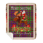 Personalized Gift Plaid Tartan Blanket Clan MacIntyre Of Glenorchy With Moose Lover Xmas Gift Santa Riding Buffalo Plaid Christmas Sherpa Blanket