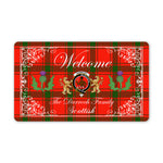 Doormat - Welcome Mat Scottish Clan Darroch Tartan Door Mat, Plaid Doormat With Thistle and Two Lion Scottish