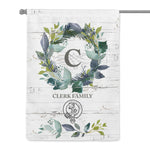 Scotstee Shop - Personal Name Monogram Clan Clerk Tartan Garden Flag Family Name Scottish
