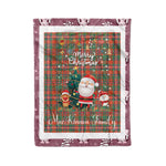 Personalized Gift Tartan Plaid Blanket Clan MacKinnon Ancient With Funny Santa Snowman Reindeer Merry Christmas Fleece Blanket, Home Living Room, Plaid Blanket, Tartan Blanket, Scottish Blanket, Buffalo fleece blanket, Christmas Blanket
