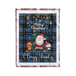Personalized Gift Tartan Plaid Blanket Clan Clergy Blue With Funny Santa Snowman Reindeer Merry Christmas Fleece Blanket, Home Living Room, Plaid Blanket, Tartan Blanket, Scottish Blanket, Buffalo fleece blanket, Christmas Blanket
