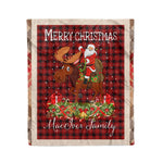 Personalized Gift Plaid Tartan Blanket Clan MacIver With Moose Lover Xmas Gift Santa Riding Christmas Fleece Blanket