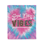 Scotstee Shop - Scotstee Shop Blanket Good Effin Vibes Hippie Boho Pink Heart Tie Dye Rainbow Hippie Fleece Blanket
