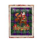 Personalized Gift Plaid Tartan Blanket Clan Armstrong Modern With Moose Lover Xmas Gift Santa Riding Christmas Fleece Blanket