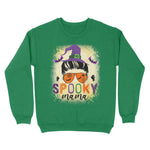 Standard Crew Neck Sweatshirt - Spooky Mama Messy Skull mom leopard witch Halloween - Scotstee Shop