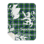 Scotstee Shop - Tartan Blanket Thistle and Lion Scottish Clan Johnston Dress Plaid Blanket - Sherpa Blanket
