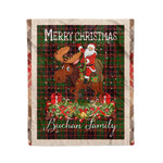 Personalized Gift Plaid Tartan Blanket Clan Buchan With Moose Lover Xmas Gift Santa Riding Christmas Fleece Blanket