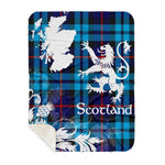 Sherpa Blanket - Tartan Blanket Thistle and Lion Scottish Clan McCorquodale Plaid Blanket, plaid sherpa blanket queen,purple sherpa blanket,queen sherpa blanket,queen size sherpa blanket,red sherpa blanket,scottish tartan blankets,sherpa blanket,sherpa christmas blanket