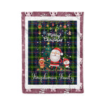 Personalized Gift Tartan Plaid Blanket Clan Farquharson Modern With Funny Santa Snowman Reindeer Merry Christmas Fleece Blanket, Home Living Room, Plaid Blanket, Tartan Blanket, Scottish Blanket, Buffalo fleece blanket, Christmas Blanket