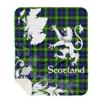 Sherpa Blanket - Tartan Blanket Thistle and Lion Scottish Clan Gordon Modern Plaid Blanket, plaid sherpa blanket queen,purple sherpa blanket,queen sherpa blanket,queen size sherpa blanket,red sherpa blanket,scottish tartan blankets,sherpa blanket,sherpa christmas blanket