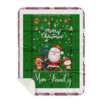 Scotstee Shop - Personalized Gift Tartan Plaid Blanket Clan Mar Hunting With Funny Santa Snowman Reindeer Merry Christmas Gift Sherpa Blanket