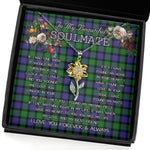 To My Beautiful Soulmate Sunflower Necklace In Your Eyes I Have Found My Home Clan Blair Tartan Jewelry For Girlfriend, Tartan Sunflower Pendant Necklace, Scottish Tartan Jewelry, valentine necklace, necklace girlfriend, necklace for wife, cute necklaces for girlfriend, jewelry for girlfriend, to my soulmate necklace, to my future wife necklace
