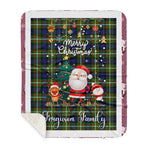 Personalized Gift Tartan Plaid Blanket Clan Ferguson Modern With Funny Santa Snowman Reindeer Merry Christmas Gift Sherpa Blanket, blue plaid sherpa blanket,blue tartan sherpa blanket,Buchan,buffalo plaid sherpa blanket,christmas sherpa blanket,Christmas Throw Blanket