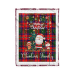 Personalized Gift Tartan Plaid Blanket Clan Charteris With Funny Santa Snowman Reindeer Merry Christmas Fleece Blanket, Home Living Room, Plaid Blanket, Tartan Blanket, Scottish Blanket, Buffalo fleece blanket, Christmas Blanket