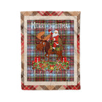 Personalized Gift Plaid Tartan Blanket Clan Anderson Ancient With Moose Lover Xmas Gift Santa Riding Christmas Fleece Blanket