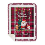 Personalized Gift Tartan Plaid Blanket Clan Little With Funny Santa Snowman Reindeer Merry Christmas Gift Sherpa Blanket, blue plaid sherpa blanket,blue tartan sherpa blanket,Buchan,buffalo plaid sherpa blanket,christmas sherpa blanket,Christmas Throw Blanket