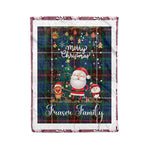 Personalized Gift Tartan Plaid Blanket Clan Fraser Hunting Ancient With Funny Santa Snowman Reindeer Merry Christmas Fleece Blanket, Christmas Blanket, Plaid Blanket, Tartan Blanket,Scottish Blanket