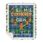 Personalized Gift Tartan Plaid Blanket Clan Bowie With Christmas Cookie Baking Crew Christmas Gift Sherpa Blanket, tartan sherpa blanket,buffalo plaid sherpa blanket,christmas sherpa blanket,Christmas Throw Blanket,green plaid sherpa blanket,green sherpa blanket