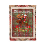 Personalized Gift Plaid Tartan Blanket Clan MacGillivray Hunting Ancient With Moose Lover Xmas Gift Santa Riding Christmas Fleece Blanket
