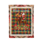 Personalized Gift Plaid Tartan Blanket Clan Buchanan With Moose Lover Xmas Gift Santa Riding Christmas Fleece Blanket