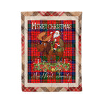 Personalized Gift Plaid Tartan Blanket Clan MacNicol With Moose Lover Xmas Gift Santa Riding Christmas Fleece Blanket