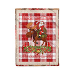 Personalized Gift Plaid Tartan Blanket Clan Maxwell Plaid With Moose Lover Xmas Gift Santa Riding Christmas Fleece Blanket