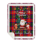 Personalized Gift Tartan Plaid Blanket Clan Wauchope With Funny Santa Snowman Reindeer Merry Christmas Gift Sherpa Blanket, blue plaid sherpa blanket,blue tartan sherpa blanket,Buchan,buffalo plaid sherpa blanket,christmas sherpa blanket,Christmas Throw Blanket