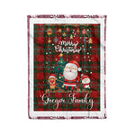 Personalized Gift Tartan Plaid Blanket Clan Gregor With Funny Santa Snowman Reindeer Merry Christmas Fleece Blanket, Christmas Blanket, Plaid Blanket, Tartan Blanket,Scottish Blanket