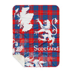 Sherpa Blanket - Tartan Blanket Thistle and Lion Scottish Clan McKerrell Red Plaid Blanket, plaid sherpa blanket queen,purple sherpa blanket,queen sherpa blanket,queen size sherpa blanket,red sherpa blanket,scottish tartan blankets,sherpa blanket,sherpa christmas blanket