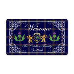 Doormat - Welcome Mat Scottish Clan Crichton Tartan Door Mat, Plaid Doormat With Thistle and Two Lion Scottish