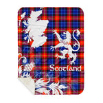 Sherpa Blanket - Tartan Blanket Thistle and Lion Scottish Clan Anstruther Plaid Blanket, plaid sherpa blanket queen,purple sherpa blanket,queen sherpa blanket,queen size sherpa blanket,red sherpa blanket,scottish tartan blankets,sherpa blanket,sherpa christmas blanket
