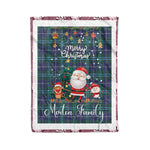 Personalized Gift Tartan Plaid Blanket Clan Morton With Funny Santa Snowman Reindeer Merry Christmas Fleece Blanket, Home Living Room, Plaid Blanket, Tartan Blanket, Scottish Blanket, Buffalo fleece blanket, Christmas Blanket