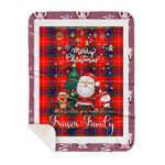Personalized Gift Tartan Plaid Blanket Clan Fraser Modern With Funny Santa Snowman Reindeer Merry Christmas Gift Sherpa Blanket, blue plaid sherpa blanket,blue tartan sherpa blanket,Buchan,buffalo plaid sherpa blanket,christmas sherpa blanket,Christmas Throw Blanket