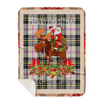 Personalized Gift Plaid Tartan Blanket Clan MacPherson Dress Ancient With Moose Lover Xmas Gift Santa Riding Plaid Christmas Sherpa Blanket