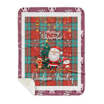 Personalized Gift Tartan Plaid Blanket Clan Dunbar Ancient With Funny Santa Snowman Reindeer Merry Christmas Gift Sherpa Blanket, blue plaid sherpa blanket,blue tartan sherpa blanket,Buchan,buffalo plaid sherpa blanket,christmas sherpa blanket,Christmas Throw Blanket