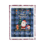 Personalized Gift Tartan Plaid Blanket Clan MacNeill Of Barra Blue With Funny Santa Snowman Reindeer Merry Christmas Fleece Blanket, Home Living Room, Plaid Blanket, Tartan Blanket, Scottish Blanket, Buffalo fleece blanket, Christmas Blanket