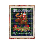 Personalized Gift Plaid Tartan Blanket Clan Meldrum Forbes With Moose Lover Xmas Gift Santa Riding Christmas Fleece Blanket