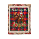 Personalized Gift Plaid Tartan Blanket Clan Wauchope With Moose Lover Xmas Gift Santa Riding Christmas Fleece Blanket