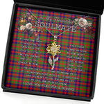 To My Beautiful Soulmate Sunflower Necklace In Your Eyes I Have Found My Home Clan Gow Tartan Jewelry For Girlfriend, Tartan Sunflower Pendant Necklace, Scottish Tartan Jewelry, valentine necklace, necklace girlfriend, necklace for wife, cute necklaces for girlfriend, jewelry for girlfriend, to my soulmate necklace, to my future wife necklace