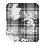 Sherpa Blanket - Tartan Blanket Thistle and Lion Scottish Clan Glen Grey Plaid Blanket, plaid sherpa blanket queen,purple sherpa blanket,queen sherpa blanket,queen size sherpa blanket,red sherpa blanket,scottish tartan blankets,sherpa blanket,sherpa christmas blanket
