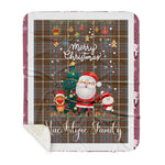 Personalized Gift Tartan Plaid Blanket Clan MacIntyre Weathered With Funny Santa Snowman Reindeer Merry Christmas Gift Sherpa Blanket, blue plaid sherpa blanket,blue tartan sherpa blanket,Buchan,buffalo plaid sherpa blanket,christmas sherpa blanket,Christmas Throw Blanket
