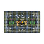 Doormat - Welcome Mat Scottish Clan Campbell Faded Tartan Door Mat, Plaid Doormat With Thistle and Two Lion Scottish