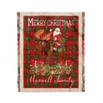 Personalized Gift Plaid Tartan Blanket Clan Maxwell With Moose Lover Xmas Gift Santa Riding Christmas Fleece Blanket