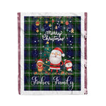 Personalized Gift Tartan Plaid Blanket Clan Forbes With Funny Santa Snowman Reindeer Merry Christmas Fleece Blanket, Christmas Blanket, Plaid Blanket, Tartan Blanket,Scottish Blanket