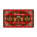 Doormat - Welcome Mat Scottish Clan Cairns Tartan Door Mat, Plaid Doormat With Thistle and Two Lion Scottish